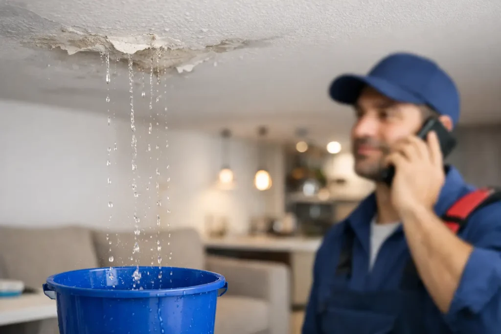 Fuite d’eau plafond - qui appeler en urgence ?