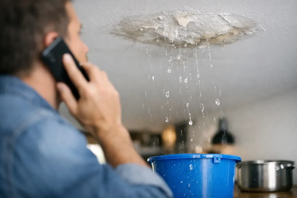 Qui appeler pour une fuite au plafond urgente ?
